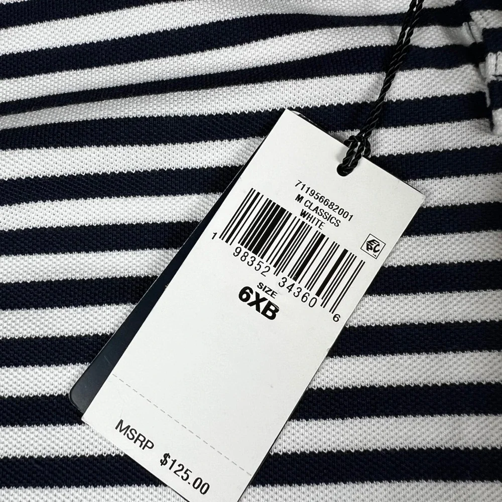 Polo Ralph Lauren Mens 6XB Navy White Striped Short Sleeve Polo Shirt